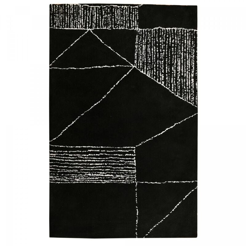 Unamourdetapis - Tapis salon et chambre 120x170 noir et blanc rectangle fait à la main