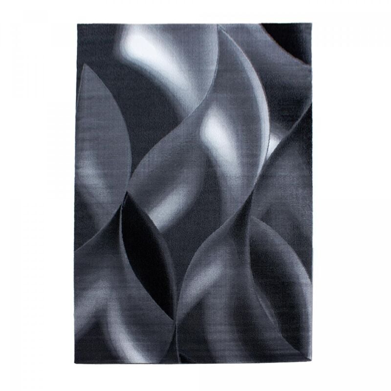 Tapis salon et chambre 160x230 gris et noir rectangle tissé motif géométrique supur