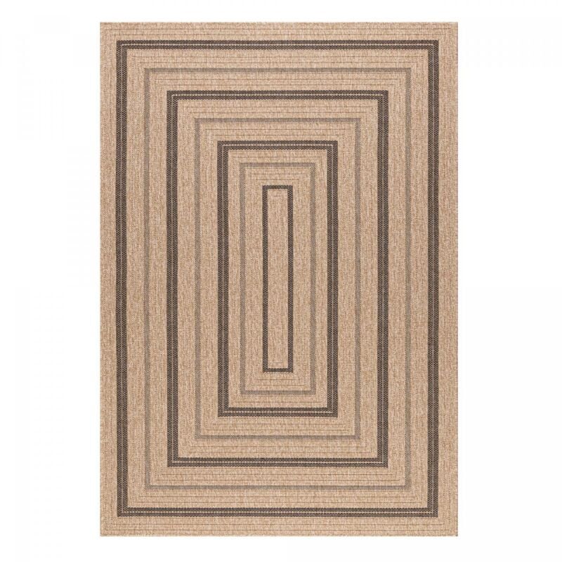 Jadorel - Tapis extérieur kilim 60x90 beige et noir rectangle jute art 5