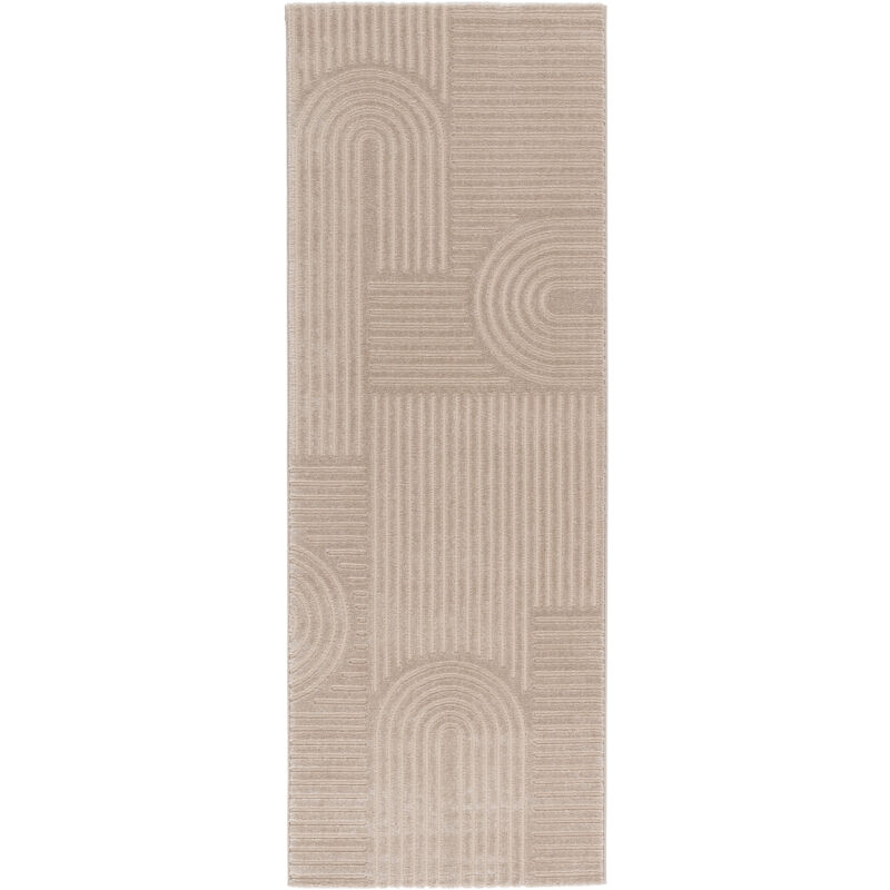 Tesso Living - Tapis Salon à poil court, Boho géométrique - Beige - 80cm x 220cm