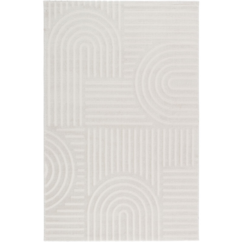 Tesso Living - Tapis Salon à poil court, Boho géométrique - Blanc - 160cm x 230cm