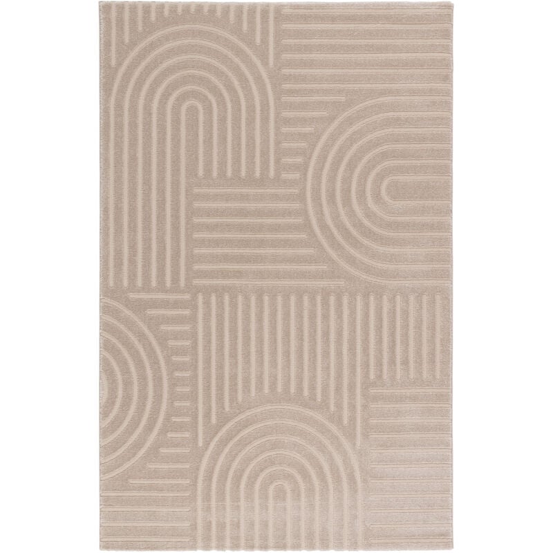 Tesso Living - Tapis Salon à poil court, Boho géométrique - Beige - 80cm x 150cm