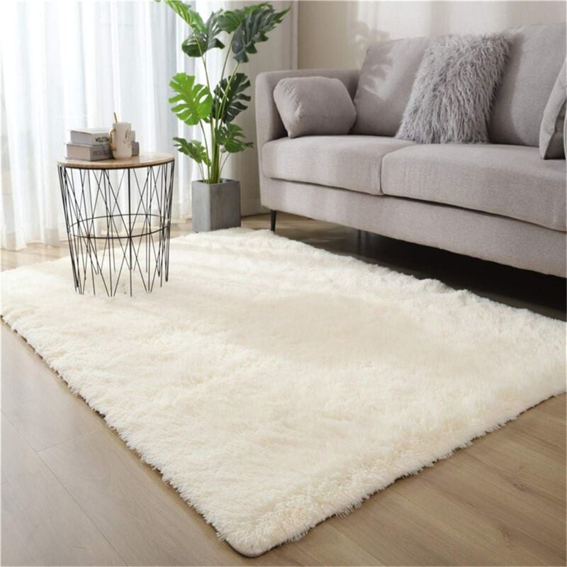 Jn.songs - Tapis Salon Shaggy Tapis Chambre Doux Moelleux Moderne pour Chambre Canapé Natte Couloir Beige - 120x160CM