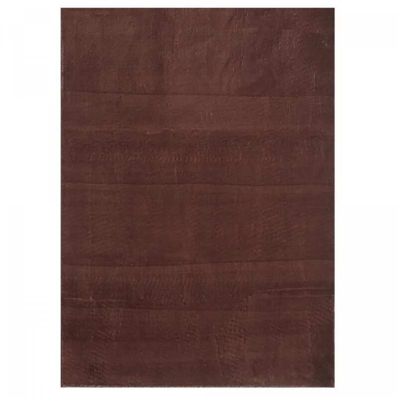 Dezenco - Tapis salon et chambre 120x160 marron rectangle tissé motif uni anvik