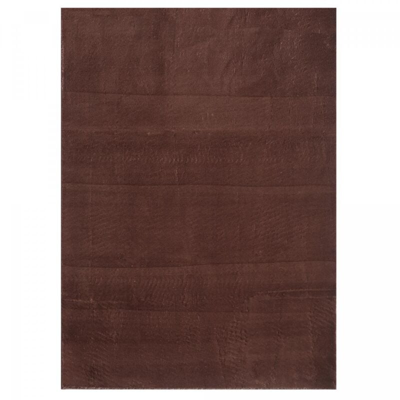 Dezenco - Tapis salon et chambre Ø120cm marron rond tissé motif uni anvik