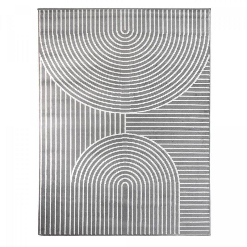 Tapis salon et chambre 160x225 gris rectangle tissé motif géométrique AF2 arcril