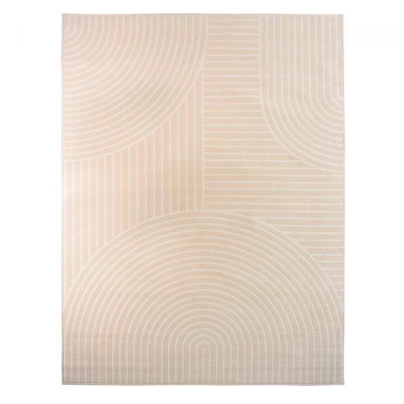 Tapis salon et chambre 80x150 beige rectangle tissé motif géométrique AF2 arcrol