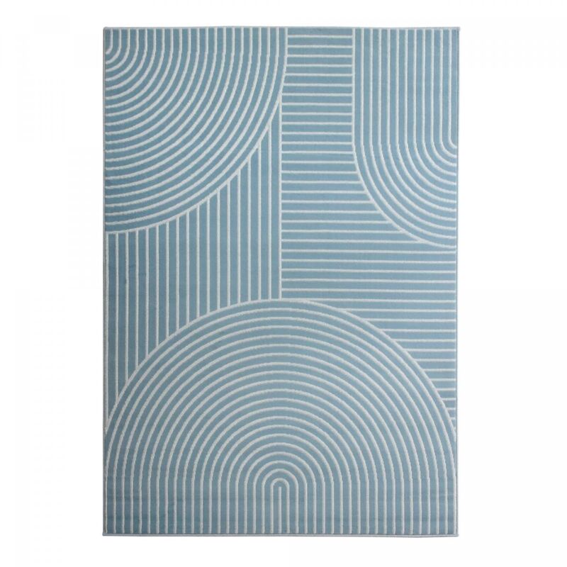 Tapis salon et chambre 120x170 bleu rectangle tissé motif géométrique AF2 arcrol