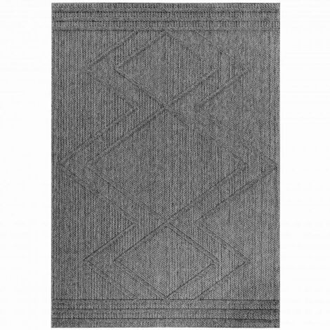 Tapis Salon Aspect Jute Boheme Relief Berbère sobre et naturelle (Gris Naturel - 120x170cm)