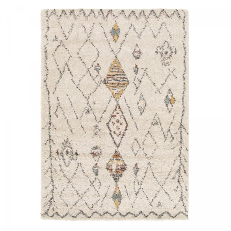 Unamourdetapis - Tapis shaggy 160x230 crème et beige tissé rectangle motif berbère aurora 1