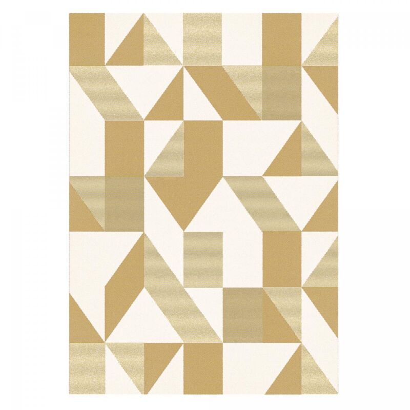 Tapis salon et chambre 120x170 beige et moutarde tissé motif géométrique BELLA 8