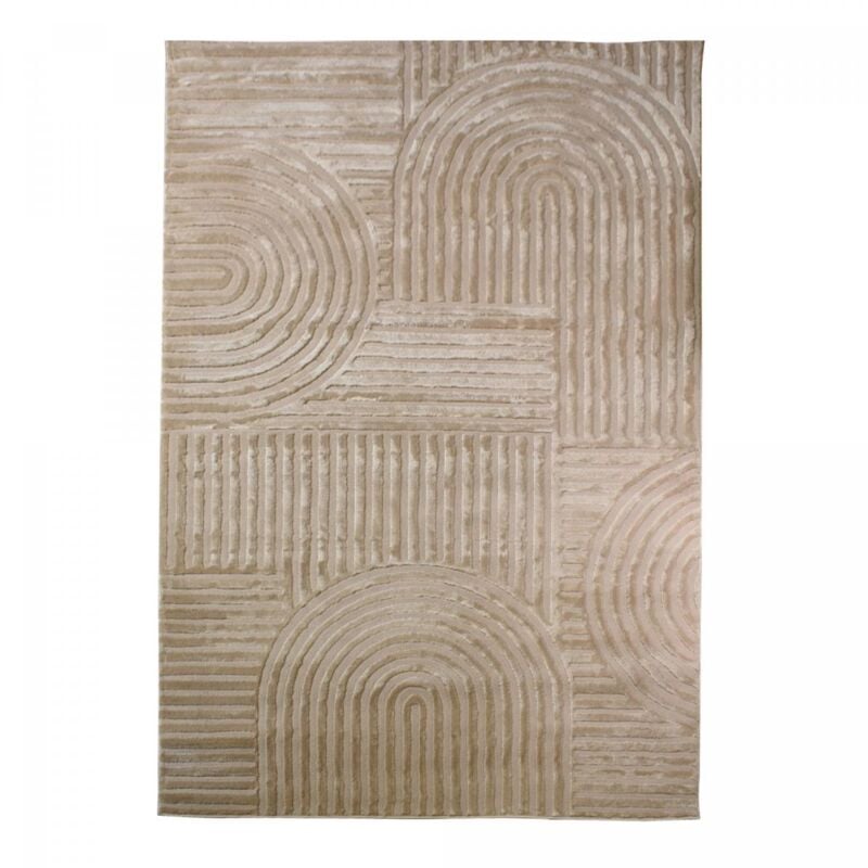Tapis salon et chambre 80x150 beige rectangle tissé motif géométrique cerabi