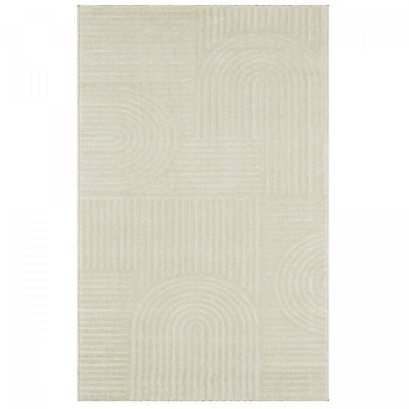 Tapis salon et chambre 200x290 crème rectangle tissé motif géométrique cerabi