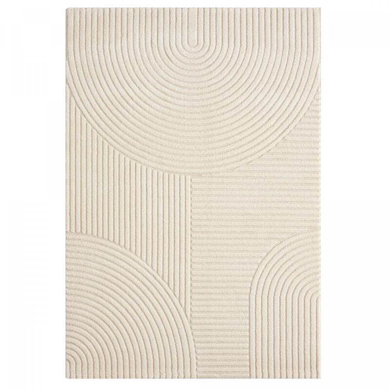 Tapis salon et chambre 60x110 crème rectangle tissé motif simple cernan