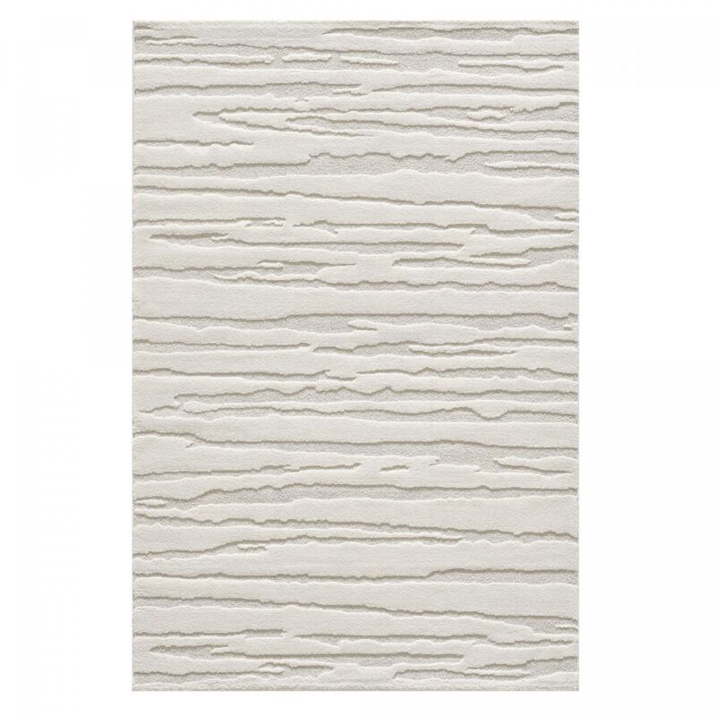 Tapis salon et chambre 120x170 crème rectangle tissé motif simple cervag