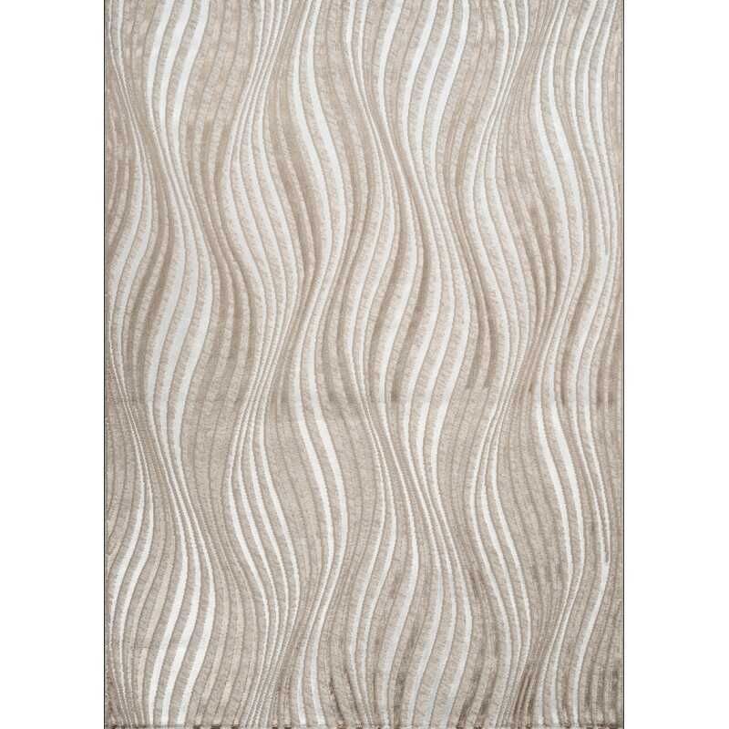 Tapis couloir chambre marron géométrique dubai 44 à poils ras satinés 80x150 cm