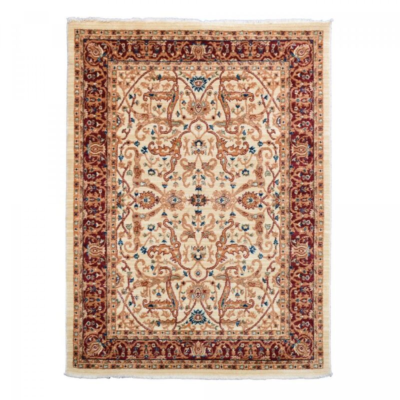 Unamourdetapis - Tapis orient 120x180 beige et rouge rectangle motifs orientaux chobay ab
