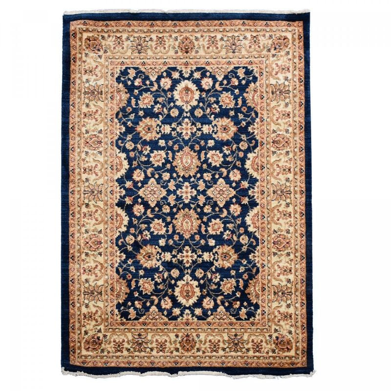 Tapis orient 120x180 bleu et beige rectangle motifs orientaux chobay ac