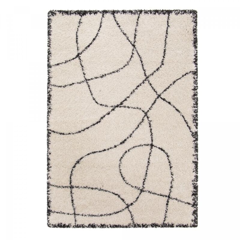 Unamourdetapis - Tapis shaggy 160x230 beige et noir tissé rectangle motif berbère croma 10