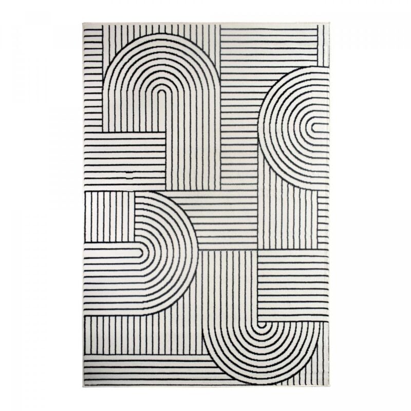 Tapis salon et chambre 200x290 crème rectangle tissé motif géométrique AF1 courli