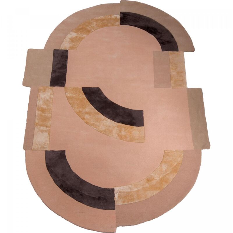 Tapis salon De haute qualité forme original diametre 160 rolin multicolore , tapis en laine et viscose pour un aspect doux et soyeux