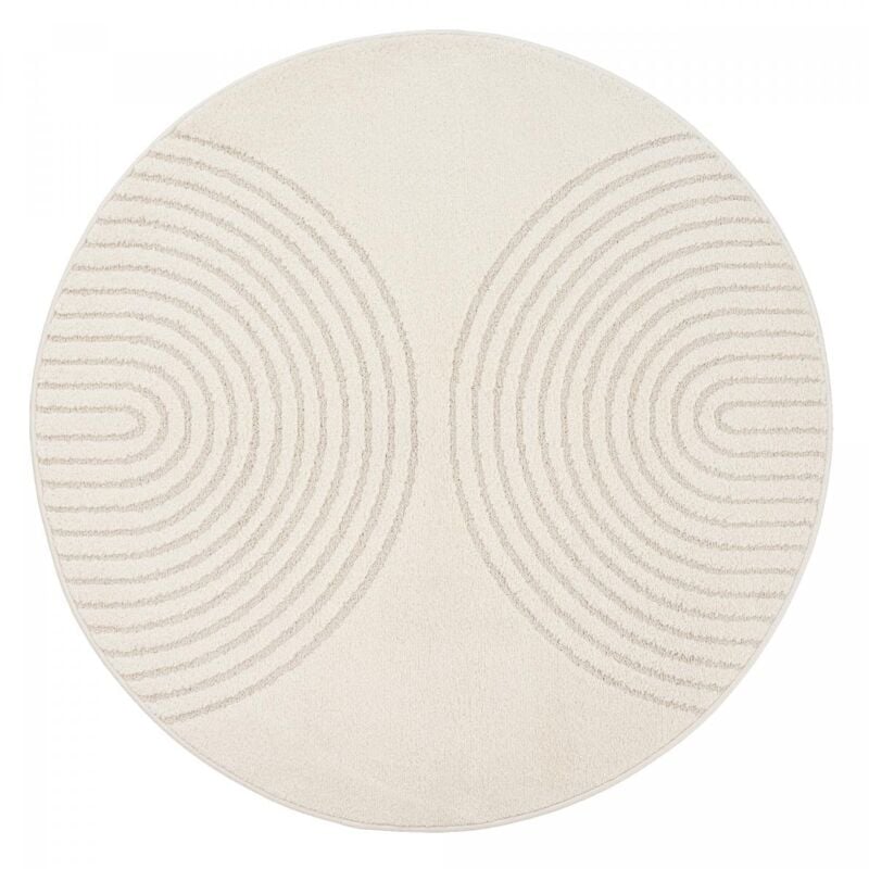 Unamourdetapis - Tapis rond demilu ∅ 120 cm Crème Tapis facile d'entretien idéal pour la chambre