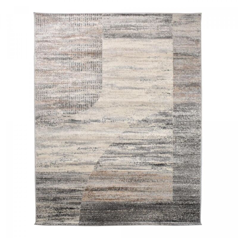 Jadorel - Tapis salon et chambre 80x150 gris et beige rectangle tissé motif géométrique efal-c