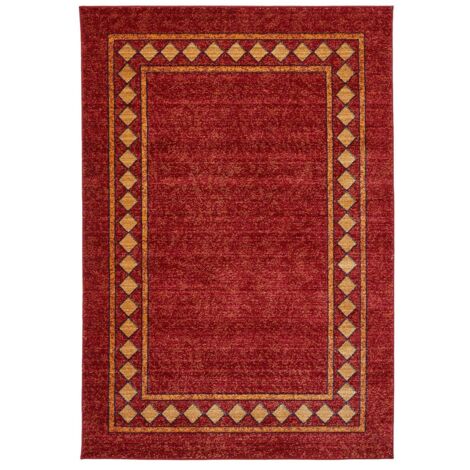 Tapis salon et chambre 100x150 rouge rectangle tissé motif simple CHOBAY 3