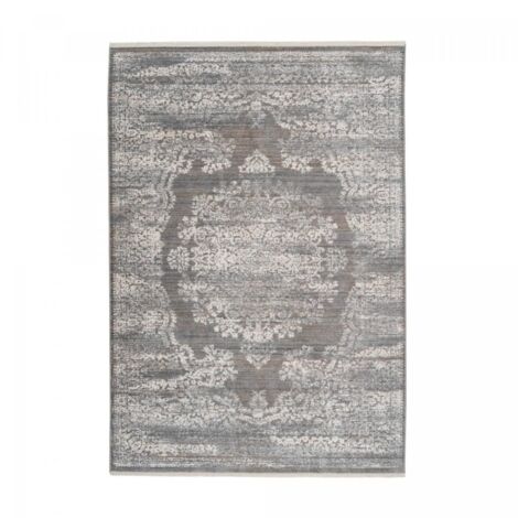 Tapis salon et chambre 160x230 gris rectangle tissé motif oriental MEDALLIA