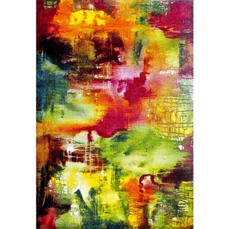 Tapis salon et chambre 160x230 multicolore rectangle tissé motif géométrique BE 54