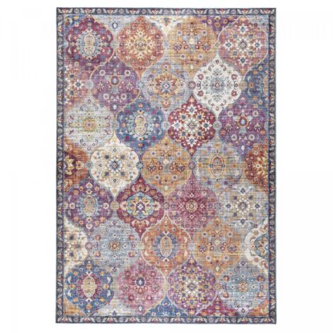 Tapis salon et chambre 160x230 violet et gris rectangle tissé motif ethnique VIVACE 5