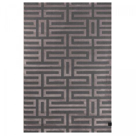 Tapis salon et chambre 190x290 rose et gris rectangle tissé motif géométrique CONRAD