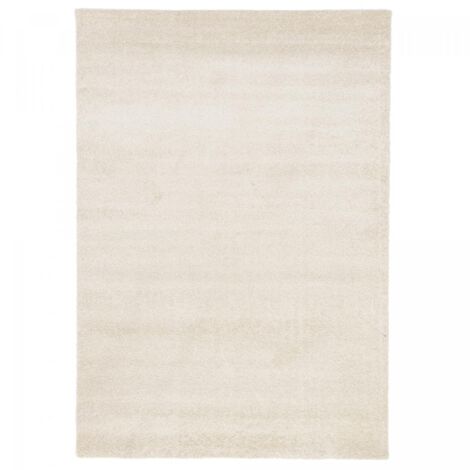 Tapis salon et chambre 200x290 crème rectangle tissé motif uni ALEGRIA