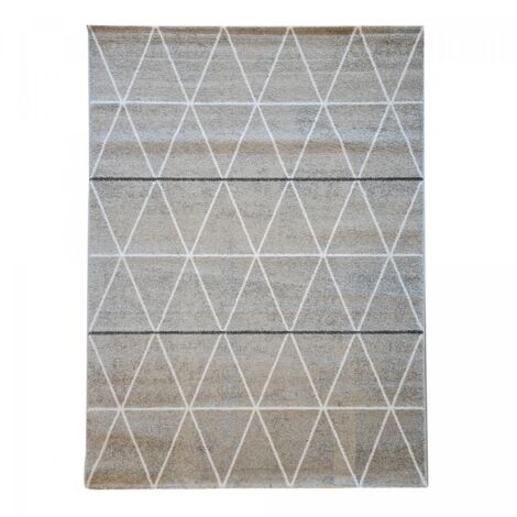 Tapis salon et chambre 60x110 gris et noir rectangle tissé motif scandinave LEYSAN