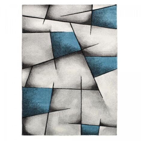 UNAMOURDETAPIS 60x110 turquoise rectangle tissé motif géométrique ULTIMA