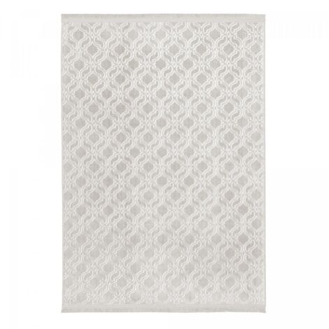 Tapis salon et chambre 80x140 beige rectangle tissé motif géométrique PERIU