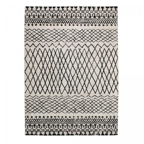 Tapis salon et chambre 80x150 beige rectangle tissé motif berbère LYN8 MO 83