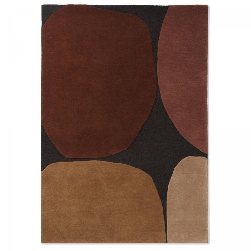 Brink&campman - Tapis salon et chambre en laine 140x200 bordeaux et rouge fait main