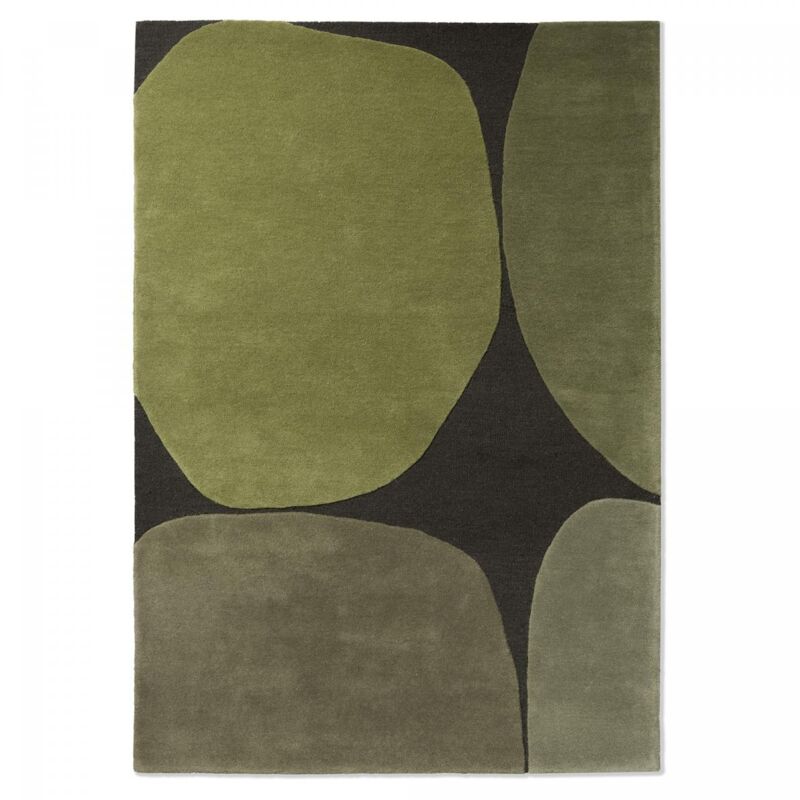Tapis salon et chambre en laine 140x200 vert rectangle fait main