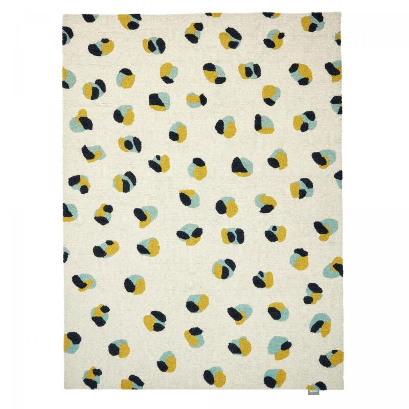 Scion - Tapis salon et chambre en laine 120x180 crème et jaune fait à la main
