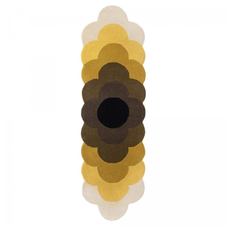 Orla Kiely - Tapis salon et chambre en laine 87x300 jaune et marron fait à la main