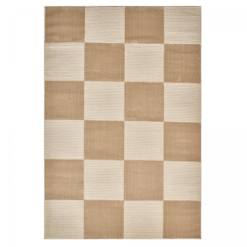 Tapis salon et chambre 120x160 crème rectangle tissé motif géométrique lunkin 5