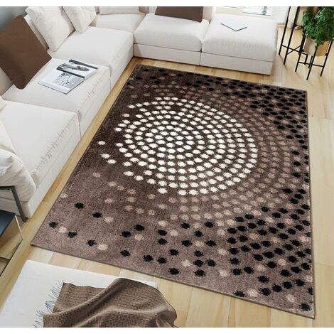 Tapis Salon Moderne A Pois 120x180 cm Chambre Lit Salle de Bain Fourrure Courts - Marron