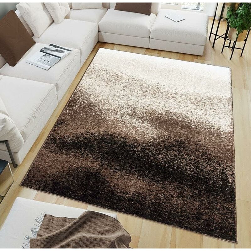 Tapis Salon Moderne Effette Dégradè Chambre Lit Salle de Bain Fourrure Courts Marron - 60x120 cm