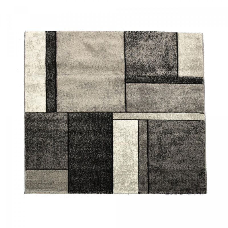 Merinos - Tapis salon et chambre 80x150 gris rectangle tissé motif géométrique bi 61