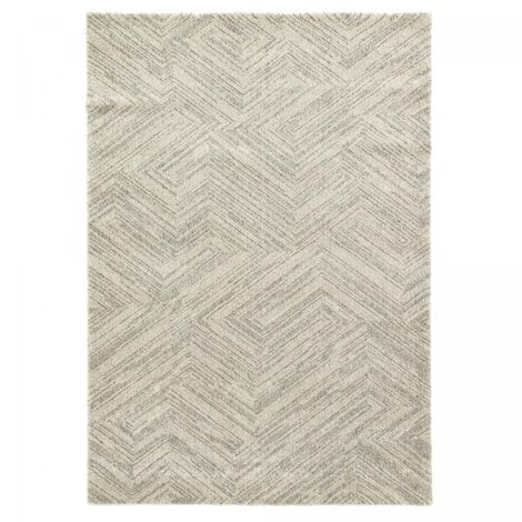 Tapis salon NAFO 1 en polyester doux et soyeux Fait en Europe Gris - 160x230