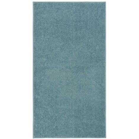 Tapis Salon Poils Courts. Bleu. 80 X 150. Design, Chaud & Confortable