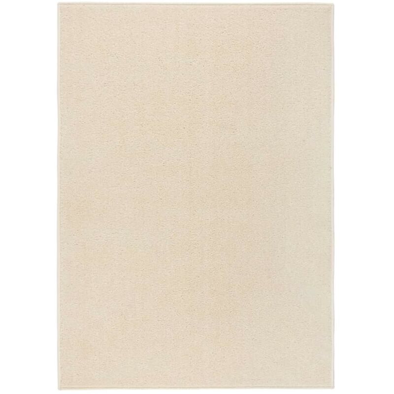Le Poisson Qui Jardine - Tapis Salon Poils Courts. Crème. 140 x 200. Design, Chaud & Confortable - Crème