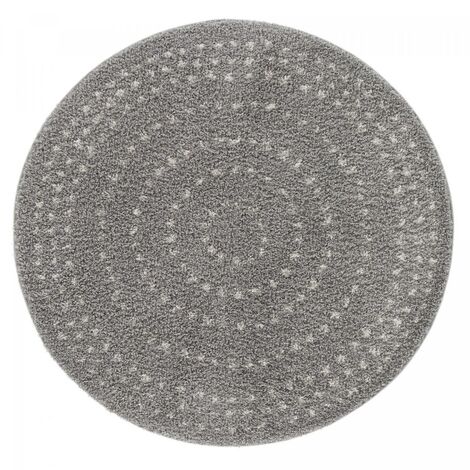 Tapis salon RADI 4 en polypropylène doux et soyeux Gris - 160x160 rond
