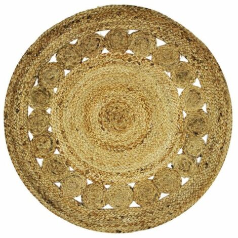 Tapis salon rond en jute rosace naturel diam.80